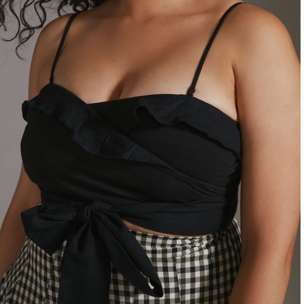NWT Ruffled Tie-Front Tube Top - Picture 3 of 16